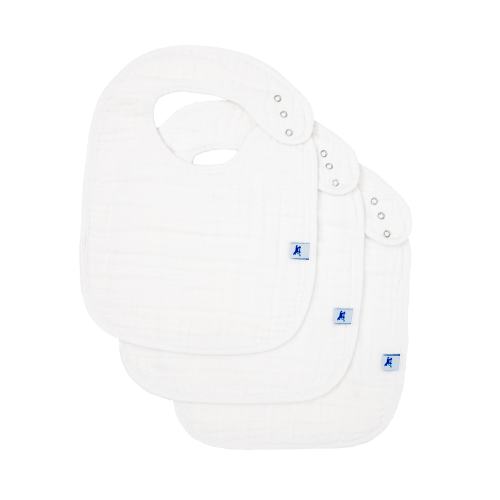 Cotton Muslin Classic Bib 3 Pack - White (Little Unicorn)