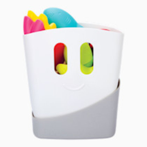 Ubbi Freestanding Bath Toy Organizer Bath Caddy with Removable Drying Rack Bin and Scoop for Toddlers and Baby, Gray