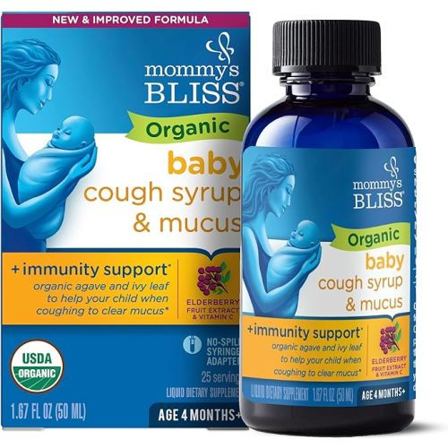 Mommy's Bliss Organic Baby Cough Syrup and Mucus + Immunity Support, Contains Organic Agave and Ivy Leaf, Made for Babies 4 month+, 1.67 Fluid Ounces - 1.67 Fl Oz (Pack of 1)