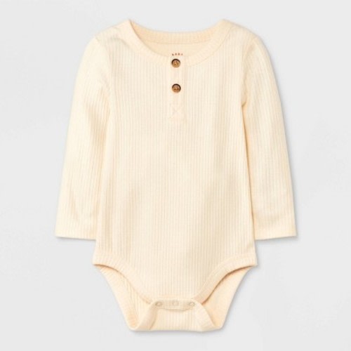 Baby Ribbed Henley Bodysuit - Cat & Jack™, Color: Cream, Size: 6-9M