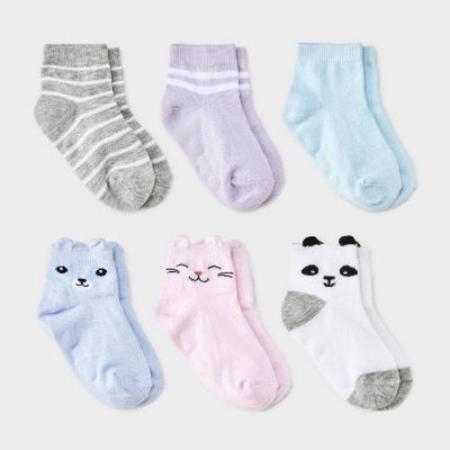 Toddler Girls' 6pk Critter Ankle Socks - Cat & Jack™
