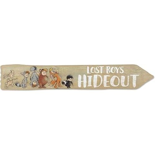 Disney Peter Pan Lost Boys Hideout Arrow Wood Wall Decor - Fun Lost Boys Sign for Kids' Bedroom or Play Room