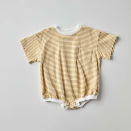 Cory Pocket Romper in Yellow Stripes | Baby and Toddler | WinnieandCrew.com – Winnie + Crew