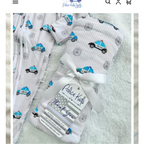 "Police Cars and Badges" Ribbed Baby Blanket | Police Kids Books