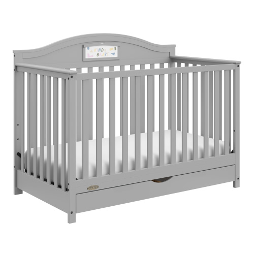 Graco Story 5-in-1 Convertible Baby Crib with Storage Drawer, Pebble Gray