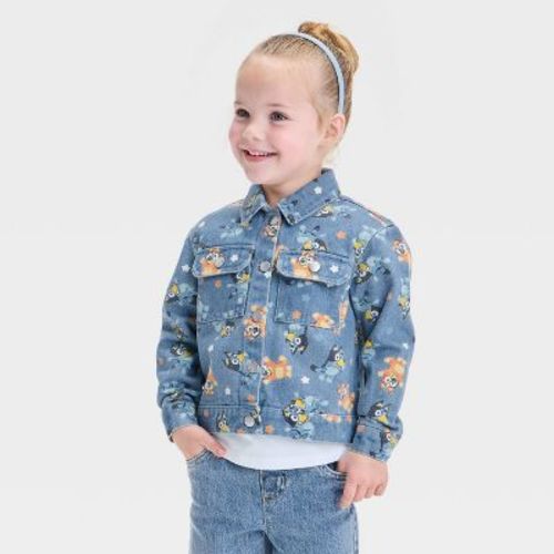 Toddler Girls' Bluey Denim Jacket - Blue 12M