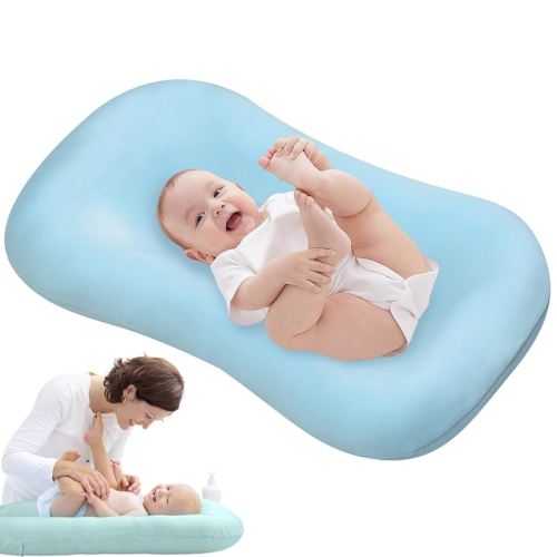 Baby Lounger Pillow for Newborn, Snuggle Organic Lounger for Baby, Soft Cotton Breathable Baby Nest Sleeper (Blue_,85x45cm/33.5x17.7in)