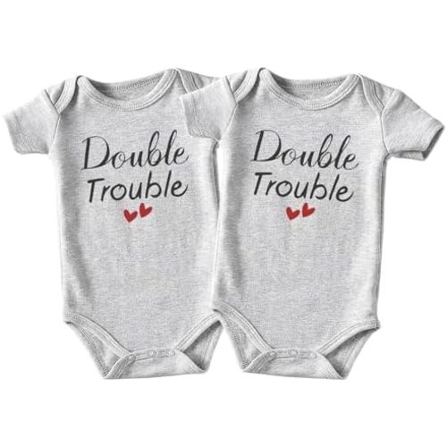shlrzy Double Trouble Twin Outfits For Boy And Girl Newborn Twins Baby Items Must Haves Twin Baby Gifts