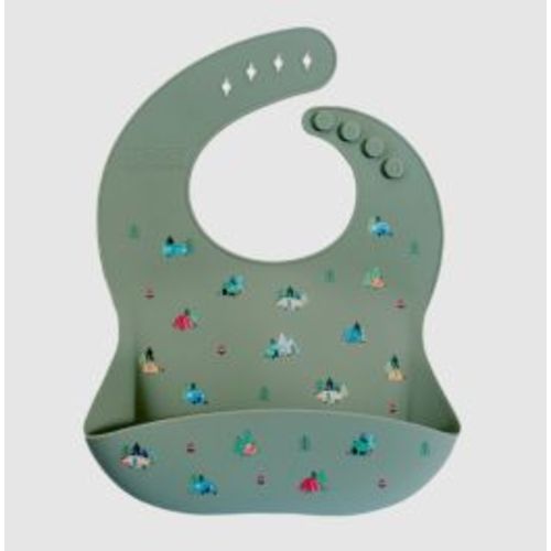 Silicone Bib Camper Sage Green by Austin Baby Collection