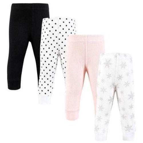 Hudson Baby Infant Girl Thermal Tapered Ankle Pants 4pk, Snowflake, 3-6 Months