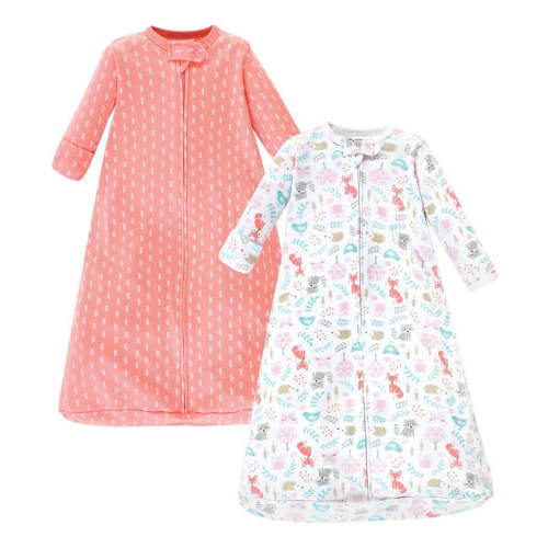Hudson Baby Infant Girl Cotton Long-Sleeve Wearable Sleeping Bag, Sack, Blanket, Woodland Fox, 12-18 Months
