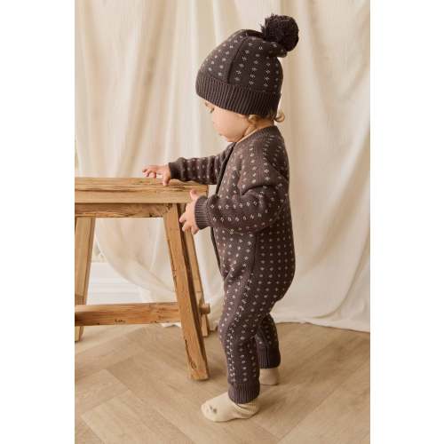Dorian Onepiece - Knitted Diamonds Coffee