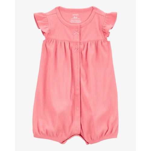 Baby Cotton Rib Short-Sleeve Romper - Pink - Carter's | Carter's