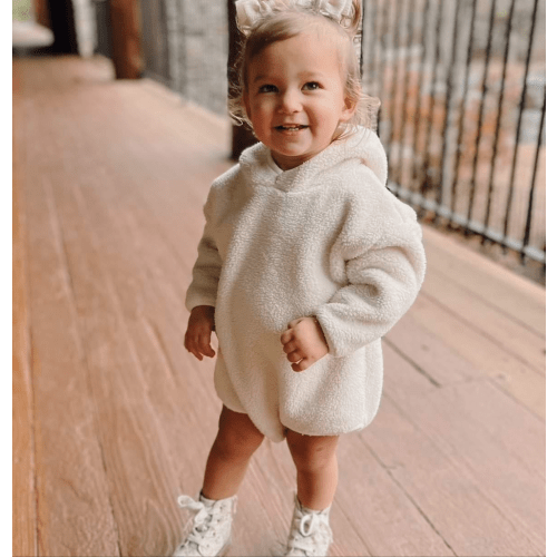 Baby Soft Fleece Hoodie Romper (3-24m) - Ivory | AT NOON STORE