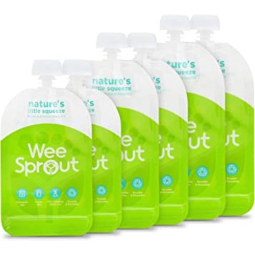 WeeSprout Double Zipper Reusable Food Pouches (Green, Variety)