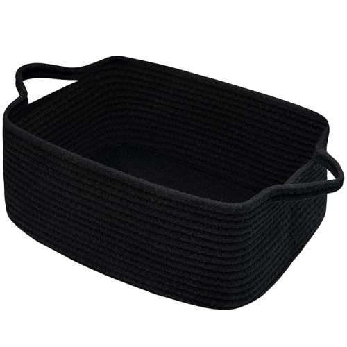 Gift Baskets Empty for Kids, Woven Storage Basket for Gifts Small Rope Basket for Toy Baby Shower Baskets for Diaper Caddy Easter Boo Basket for Home DƩcor Black, 14 x 10 x 6 inches