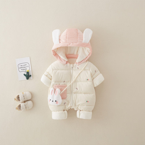 Baby Boy/Girl Winter Thicken Cute Bear and Rabbit Pattern Long Sleeve Hooded Romper