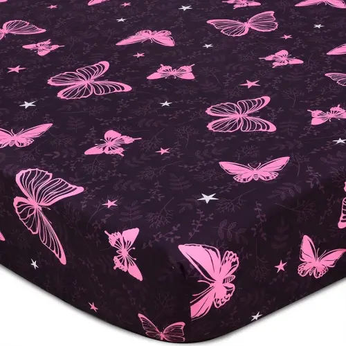 UOMNY Dreamy Butterfly Crib Sheet Cute Fitted Crib Sheets Baby Sheet for Standard Crib and Toddler Mattresses Nursery Bedding Sheet Crib Mattress Sheets for Boys and Girls 1 Pack Space Toddler