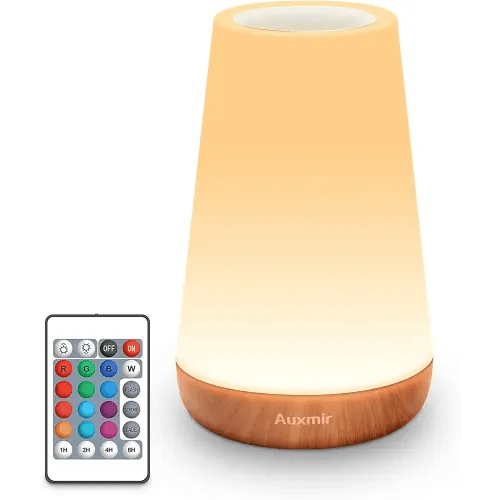 Auxmir Veilleuse pour enfants et bébés, lampe de chevet LED pour chambre d'enfant, capteur tactile et télécommande à intensité variable, rechargeable par USB et aide au sommeil, lampe portable à 13