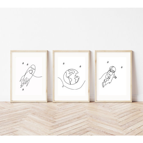 Set of 3 Space Astronaut Décor| Kids Line Art| Planet Art| Rocket Ship Nursery| Minimalist Nursery Prints| Kids Gallery Wall| PRINTABLES