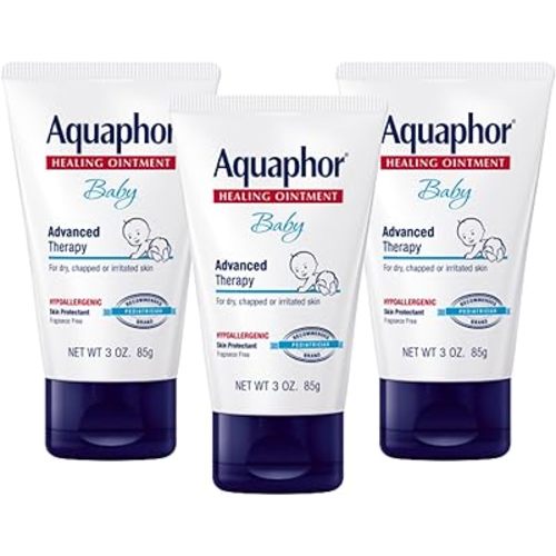 Aquaphor Baby Healing Ointment, Advanced Therapy for Chapped Cheeks and Diaper Rash, 3 Ounce (Pack of 3)