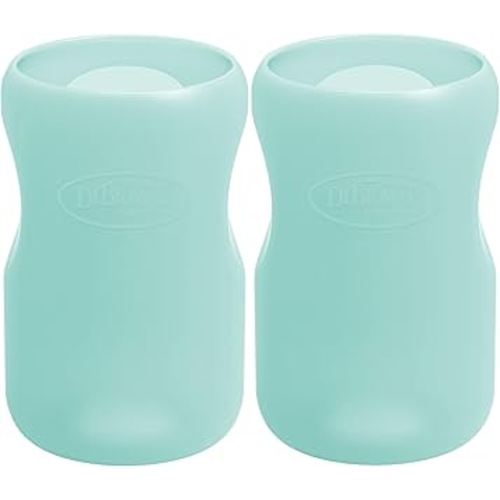 Dr. Brown's Options+ Wide-Neck Glass Bottle Sleeve, 100% Silicone, Mint, BPA-Free, 9 oz, 2-Pack