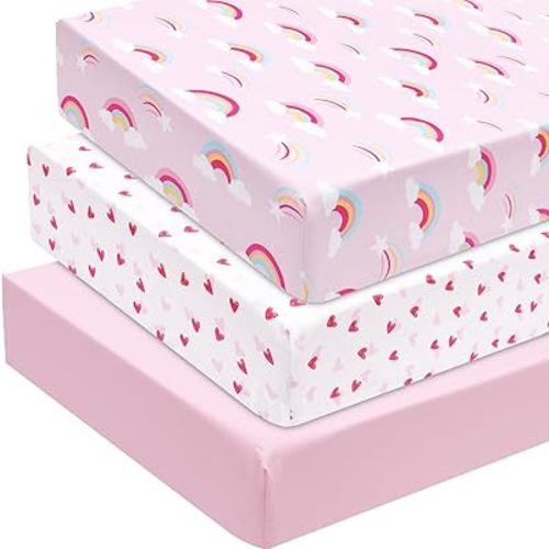 david's kids 3 Pack Fitted Crib Sheets 28x52 Inch Rainbow