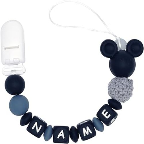Personalized Pacifier Clip with Name Customizable Mouse (Black)