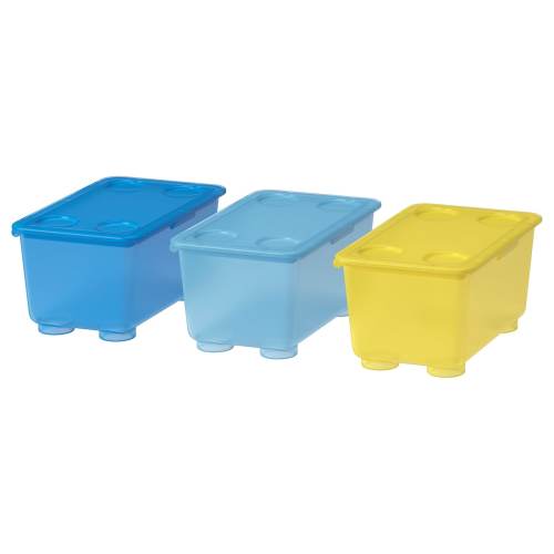 GLIS Box with lid - yellow/blue 6 ¾x4 "