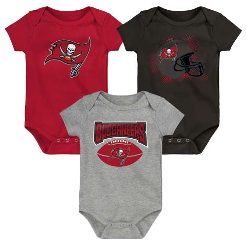 Tampa Bay Buccaneers Newborn Game On 3 Pack Creeper Set