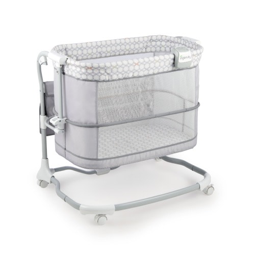 Ingenuity Dream and Grow Adjustable Height Co-Sleeper, Breathable Mesh Bedside Bassinet with Storage Pocket, Gray