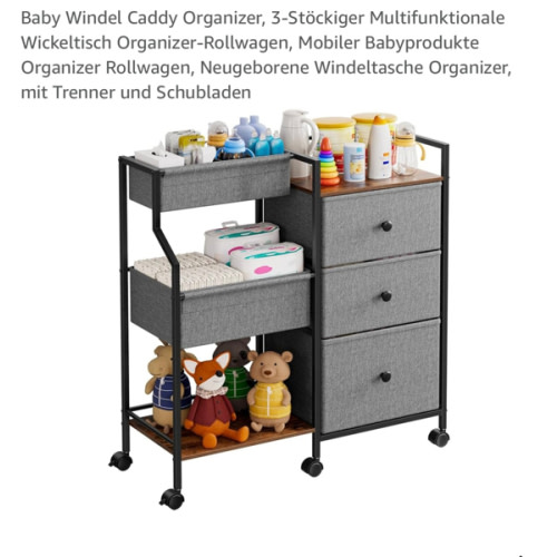 Baby Windel Caddy Organizer, 3-Stöckiger Multifunktionale Wickeltisch Organizer-Rollwagen, Mobiler Babyprodukte Organizer Rollwagen, Neugeborene Windeltasche Organizer, mit Trenner und Schubladen : Amazon.de: Baby