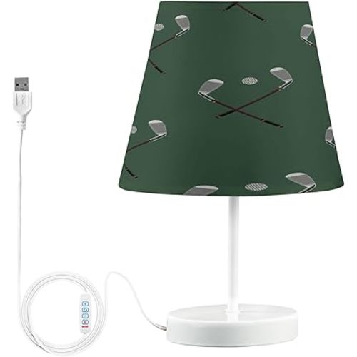 Sport Golf Club Ball LED Table Lamp with USB Port Night Light Dimmable Bedside Lamps for Living Room Bedroom Desk, M