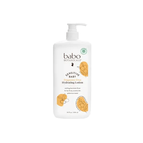 BABO Botanicals Sensitive Baby Fragrance-Free Daily Hydrating Baby Lotion - Shea Butter & Jojoba Oil - for Body & face - for Babies, Kids & Adults with Sensitive Skin - EWG Verified - Vegan
