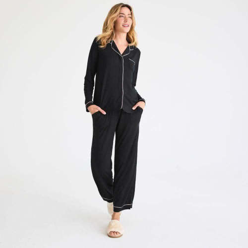 women's onyx modal magnetic classic with a twist long sleeve pajama se – Magnetic Me
