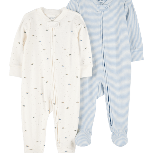 Blue/White Baby 2-Pack 2-Way Zip Cotton Sleeper | Carter’s Oshkosh Canada