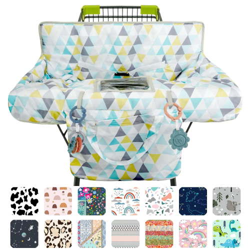 Shopping Cart Cover for Baby 2-in-1 High Chair Cover with Safety Harness Multifunctional Geometry Pattern Cart Covers for Babies Soft Padded Grocery Cart Cover for Baby Boy Girl