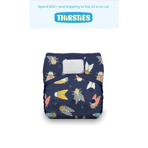 Thirsties Natural One-size Pocket Diaper - Cicada - hook and loop