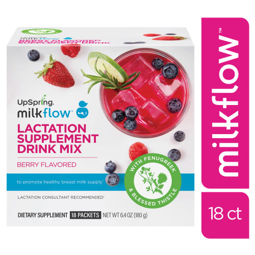 Upspring Milkflow Lactation Supplement, Breast Milk Supply Booster, Berry Flavor, 16 Ct