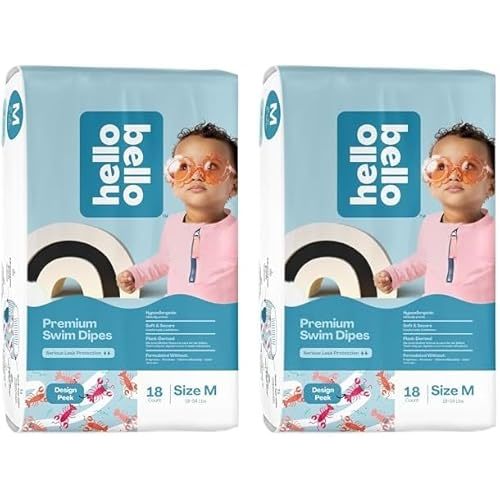 Hello Bello Premium Swim Diapers I Affordable and Eco-Friendly Disposable Swim Dipes for Babies and Kids I Size Medium - Diaper Size 4-5 (Pack of 2)
