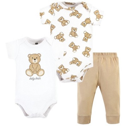 Hudson Baby Cotton Bodysuit and Pant Set, Teddy Bears Short Sleeve, 0-3 Months