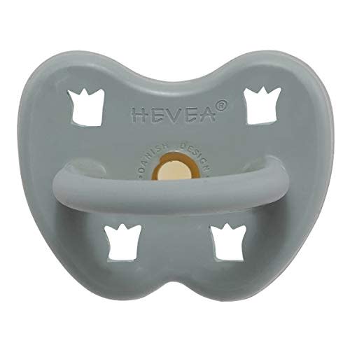 HEVEA Natural Rubber Pacifiers Cute Baby Colors All Food Grade and Plant Based, Completely bpa- and Plastic-Free, Soothing and Comfort (Gorgeous Grey, Orthodontic 3-36 Months)