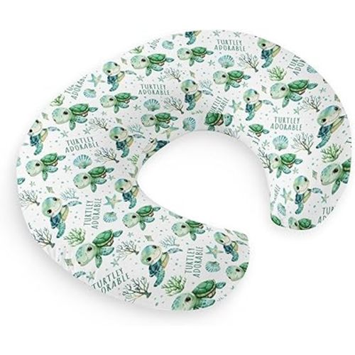 HawSkgFub Cute Under The Sea Turtle Nursing Pillow Cover for Baby Boy Girl, Watercolor Green Ocean Animal Turtley Adorable Breastfeeding Pillow Slipcover, Nursing Pillowcase Newborn Infant Cover Only