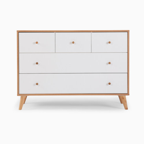dadada Austin 5-Drawer Dresser - White/Red Oak