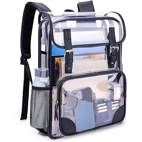 mommore Clear Backpack Heavy Duty Large Clear Backpacks for School Transparent PVC Stadium Approved See Through Backpack