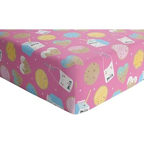 Little Sleepies Baby Crib Sheets, Buttery Soft Viscose from Bamboo Crib Sheets for Boys & Girls, Toddler Bed Sheet, Standard Crib Mattress Sheet, Super Stretchy & Elasticized (Pink Cookies & Milk)