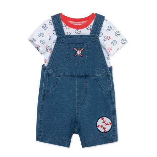 Baseball Cotton Knit Shortall Set (12M-24M) - Little Me