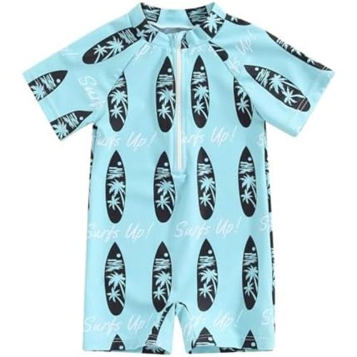 Infant Baby Boy Girl One Piece Swimsuit Rash Guard Shirt Bathing Suit Zip Up Swimwear