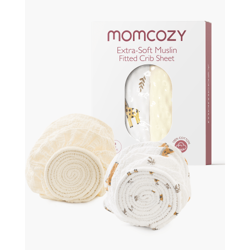 Momcozy Muslin Fitted Crib Sheets - 2 sizes - Bravery Giraffe