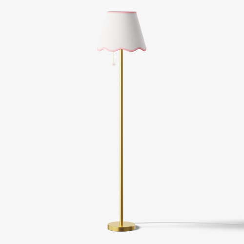 Mainstays Kids 58" Antique Brass Daisy Floor Lamp with White Scalloped Shade